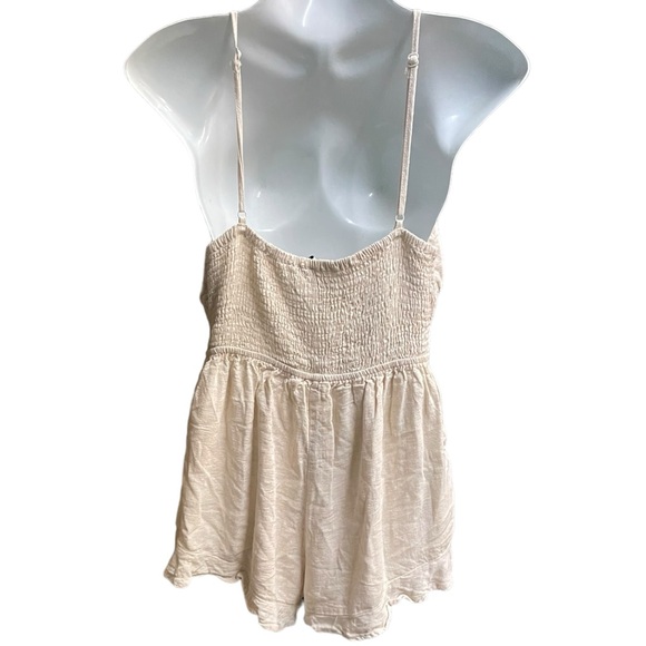 PRINCESS POLLY Romper Colleen Cream Linen Blend Adustable Straps Size 4 - Picture 6 of 9